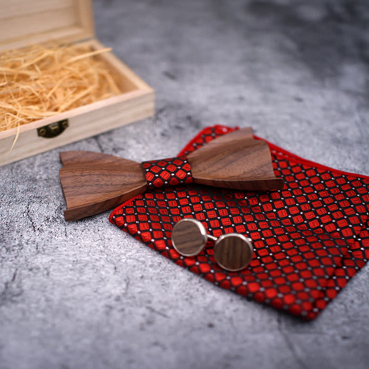 Juego de 3 pajaritas de madera de nogal negro en 3D para hombre