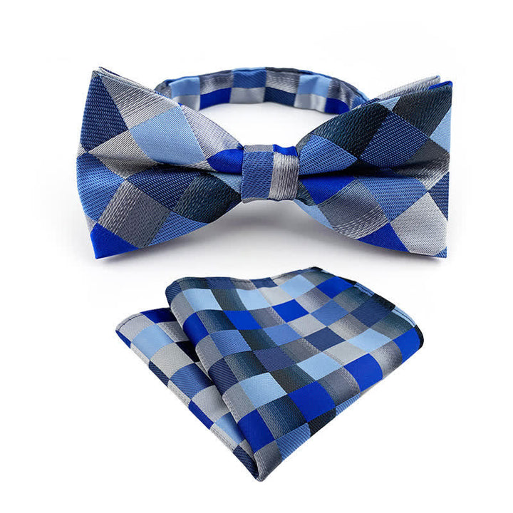 Conjunto de 2 pañuelos de bolsillo con pajarita a rayas a cuadros elegantes para hombre