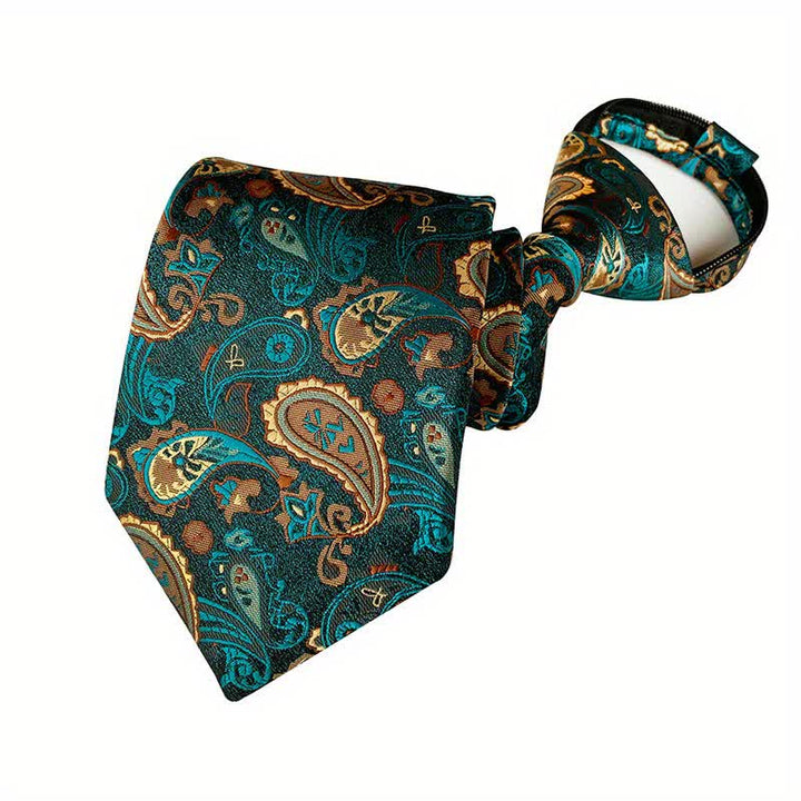 Corbata con cremallera y diseño retro de cachemira para hombre