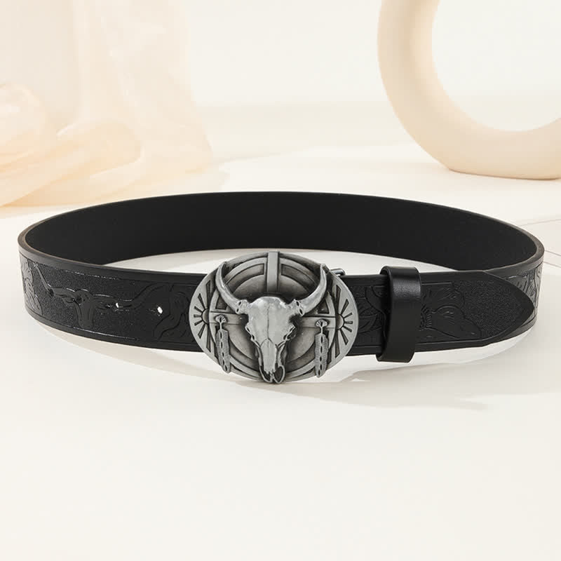 Cinturón de cuero Mad Bull grabado para hombre