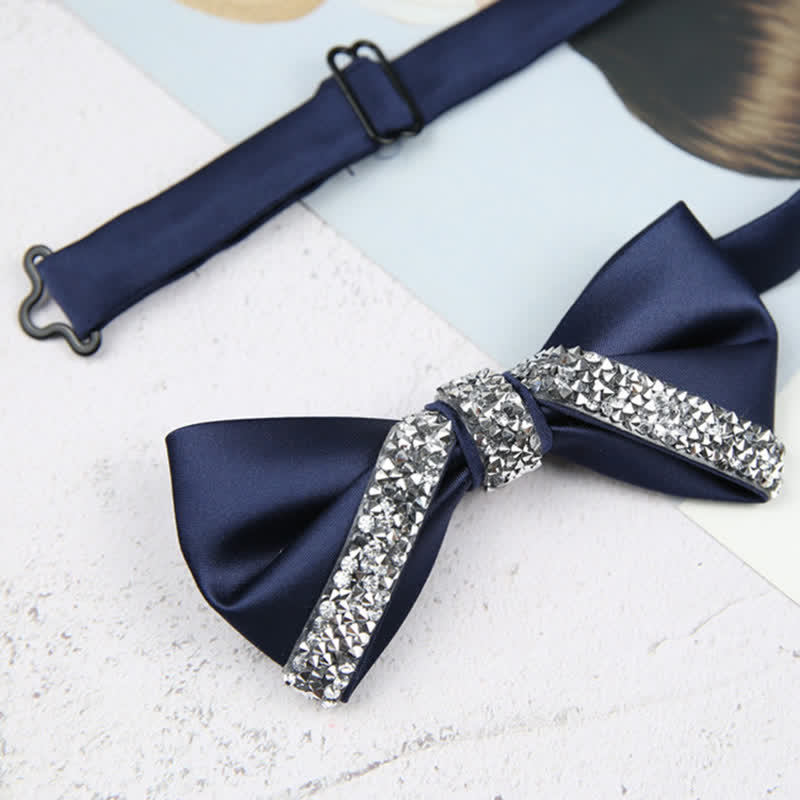 Pajarita de boda con brillantes diamantes de imitación para hombre