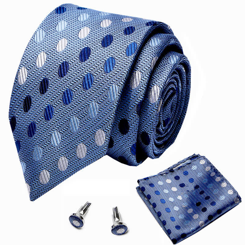 Conjunto de 3 corbatas de lunares en tono azul para hombre