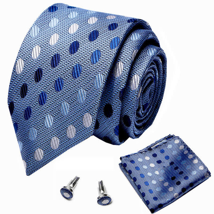 Conjunto de 3 corbatas de lunares en tono azul para hombre