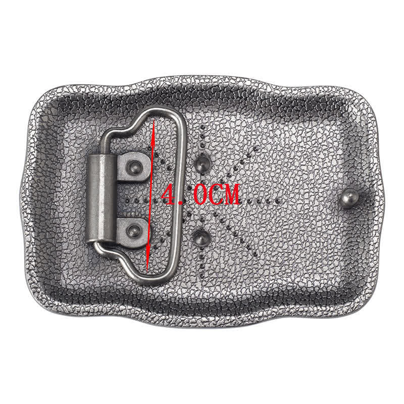 Cinturón de cuero con hebilla cuadrada de toro Longhorn para hombre, hecho a mano, en plata