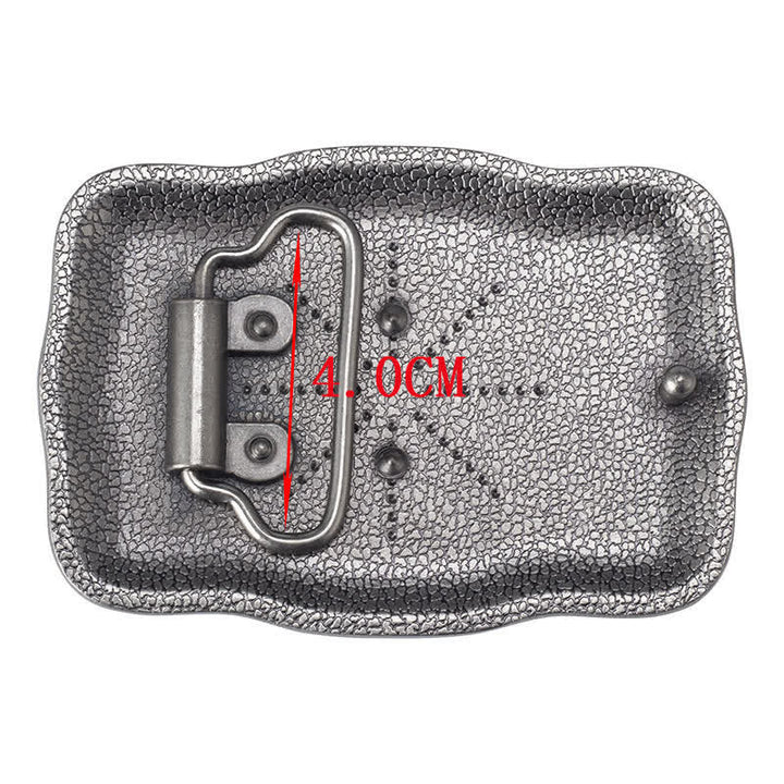 Cinturón de cuero con hebilla cuadrada de toro Longhorn para hombre, hecho a mano, en plata