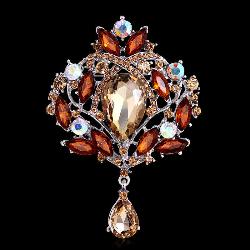 Broche de gota de agua con capullo floral brillante para mujer