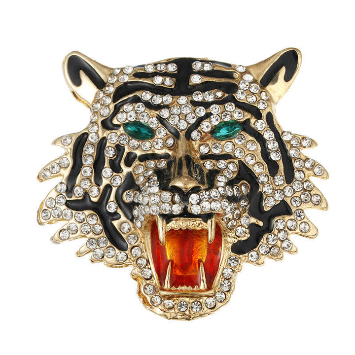 Broche retro con cabeza de tigre para hombre