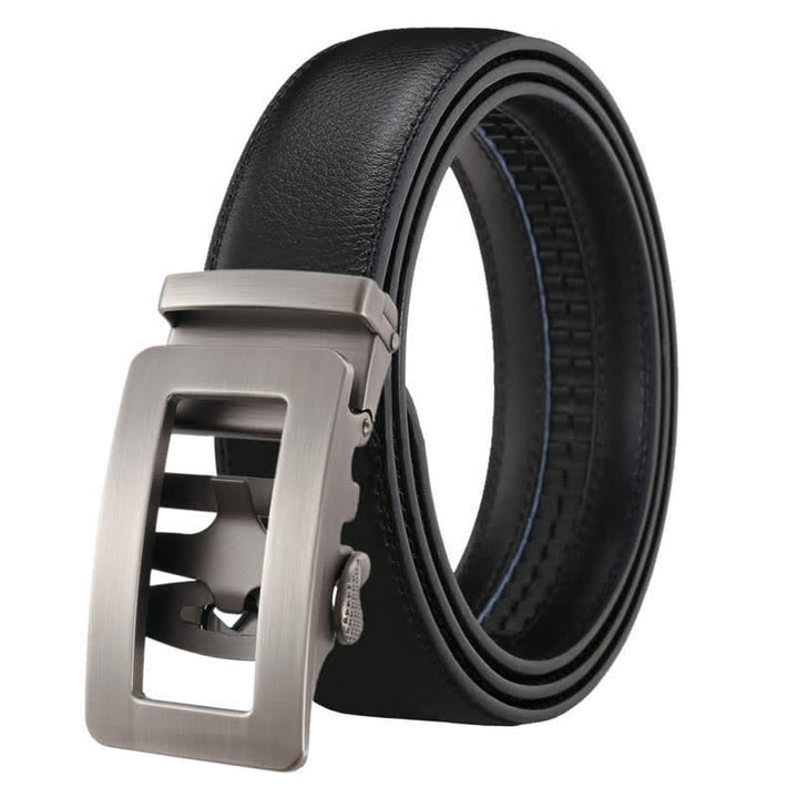 Cinturón de cuero con hebilla automática hueca simple para hombre