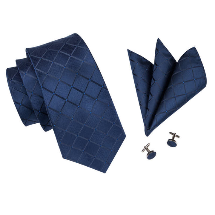 Conjunto de 3 corbatas a cuadros azul marino para hombre