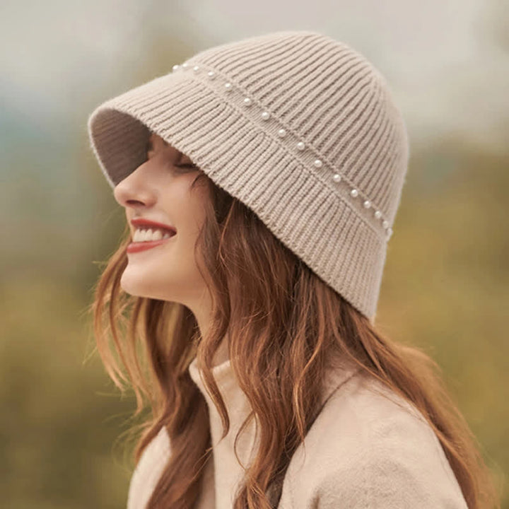 Sombrero de pescador con perlas para vacaciones de mujer