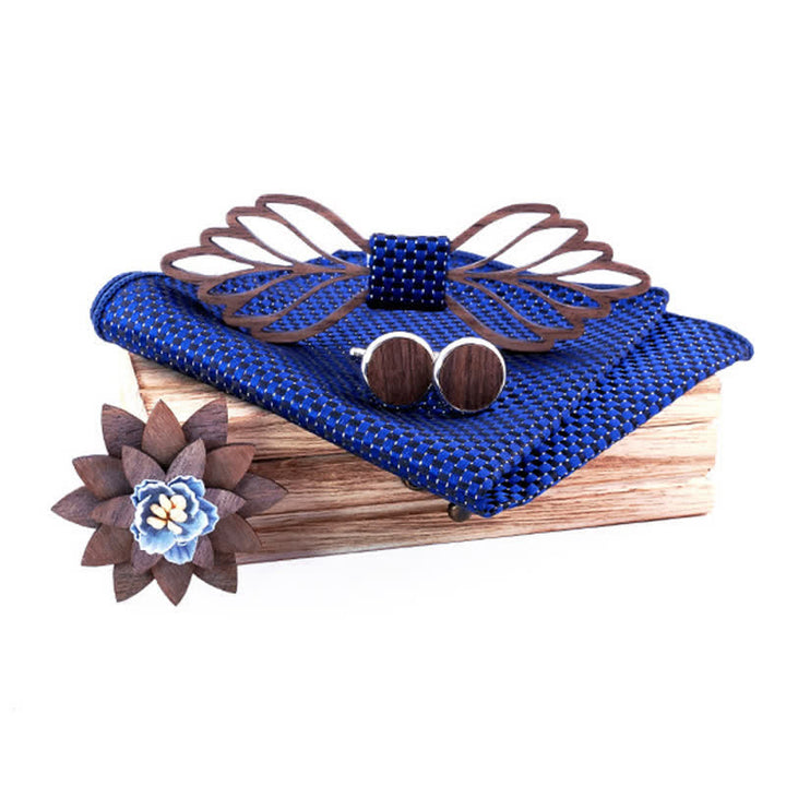 Juego de 4 pajaritas de madera con forma de hojas huecas para hombre