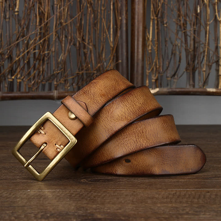 Cinturón vintage desgastado y arrugado para hombre