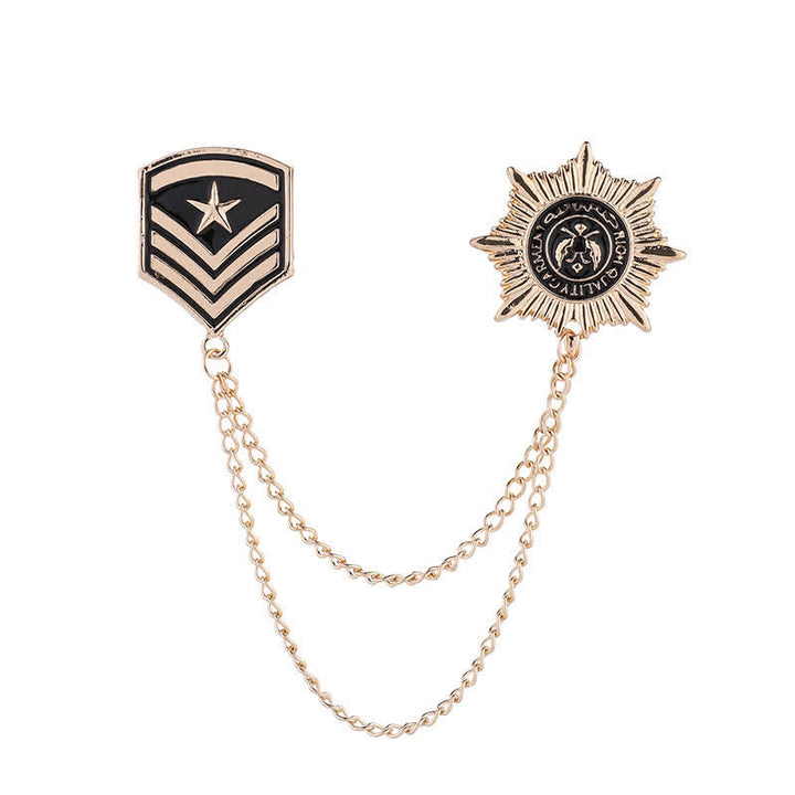 Broche con medalla de estrella y borla británica para hombre