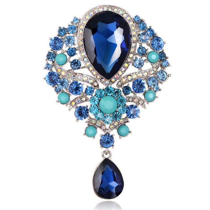 Broche de cristal transparente con forma de flor y gota de agua para mujer.