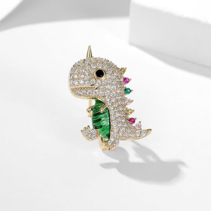 Broche de dinosaurio brillante con dibujos animados para mujer