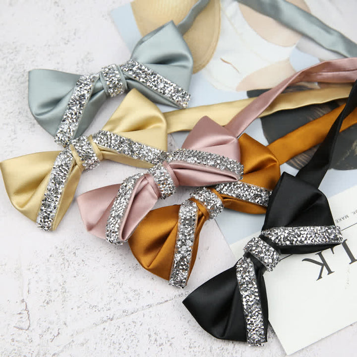 Pajarita de boda con brillantes diamantes de imitación para hombre
