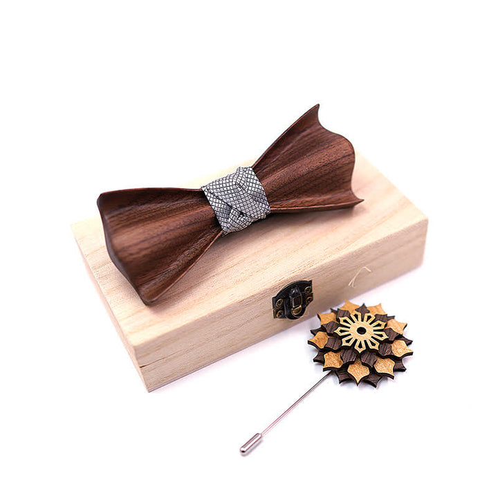 Juego de 2 pajaritas de madera con relieve 3D para hombre