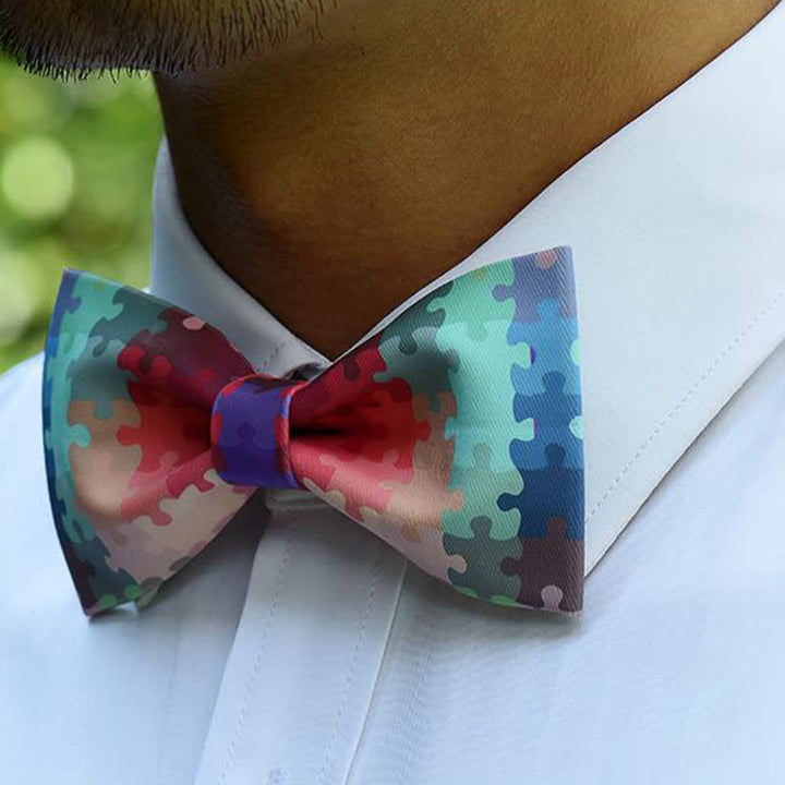 Pajarita con diseño de rompecabezas de bloques multicolor para hombre