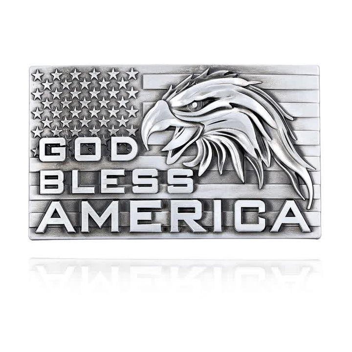 Cinturón de cuero con hebilla de águila God Bless America para hombre, hecho a mano
