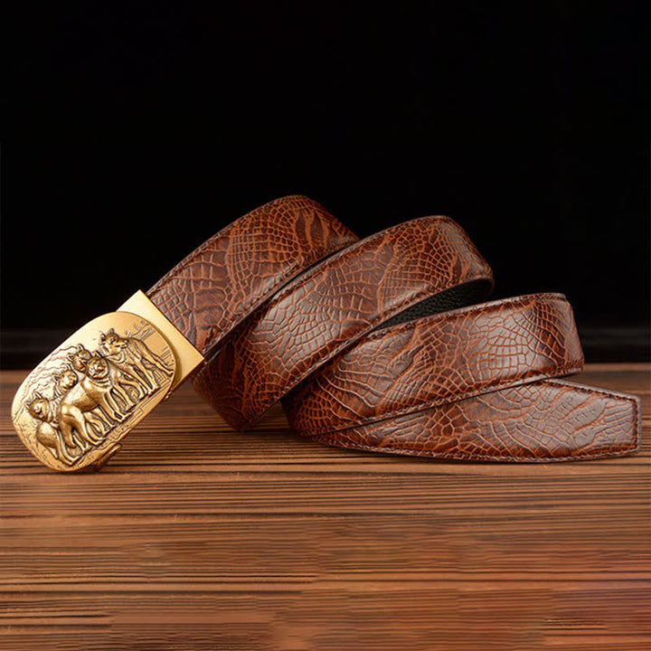 Cinturón de piel con estampado de cocodrilo de la marca Pack of Wolves para hombre