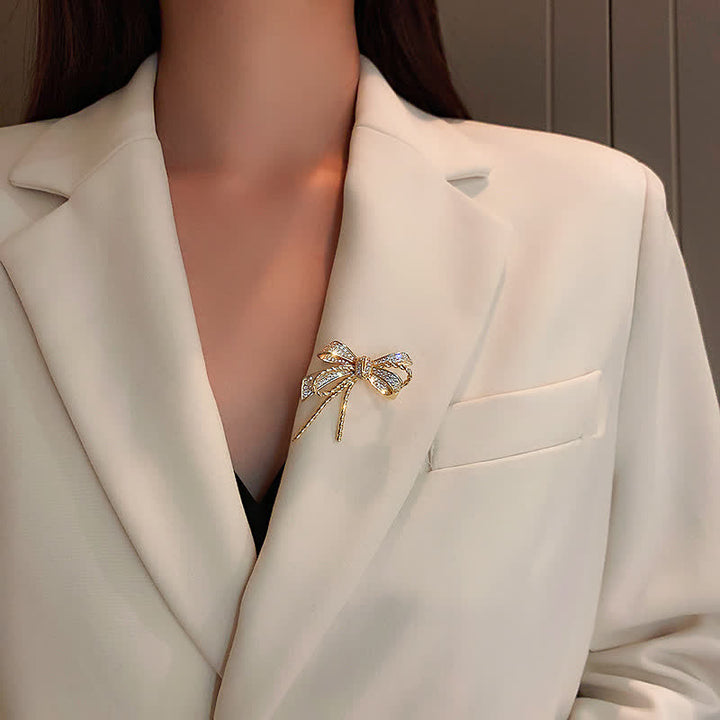 Broche de circonitas con lazo para mujer
