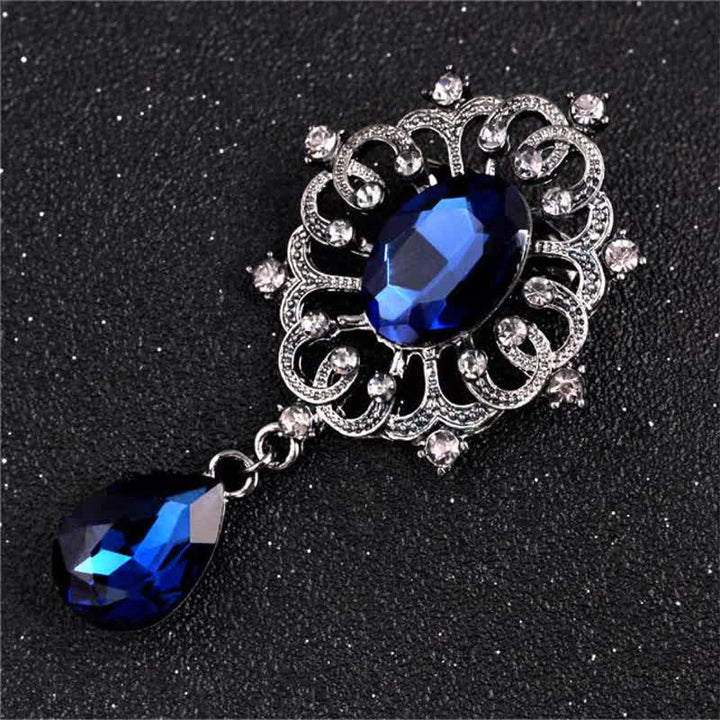 Broche antiguo adornado con forma de gota de agua para mujer