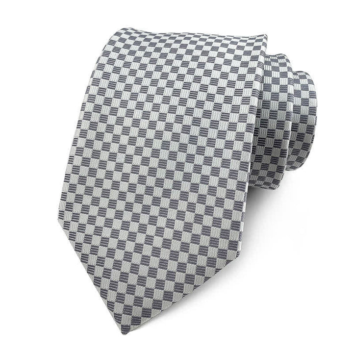 Corbata de rayas de cuadros de alta densidad variada para hombre 