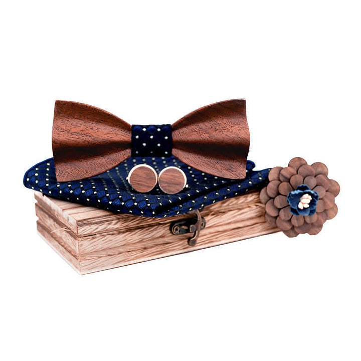 Juego de 4 pajaritas de madera de nogal negro para hombre
