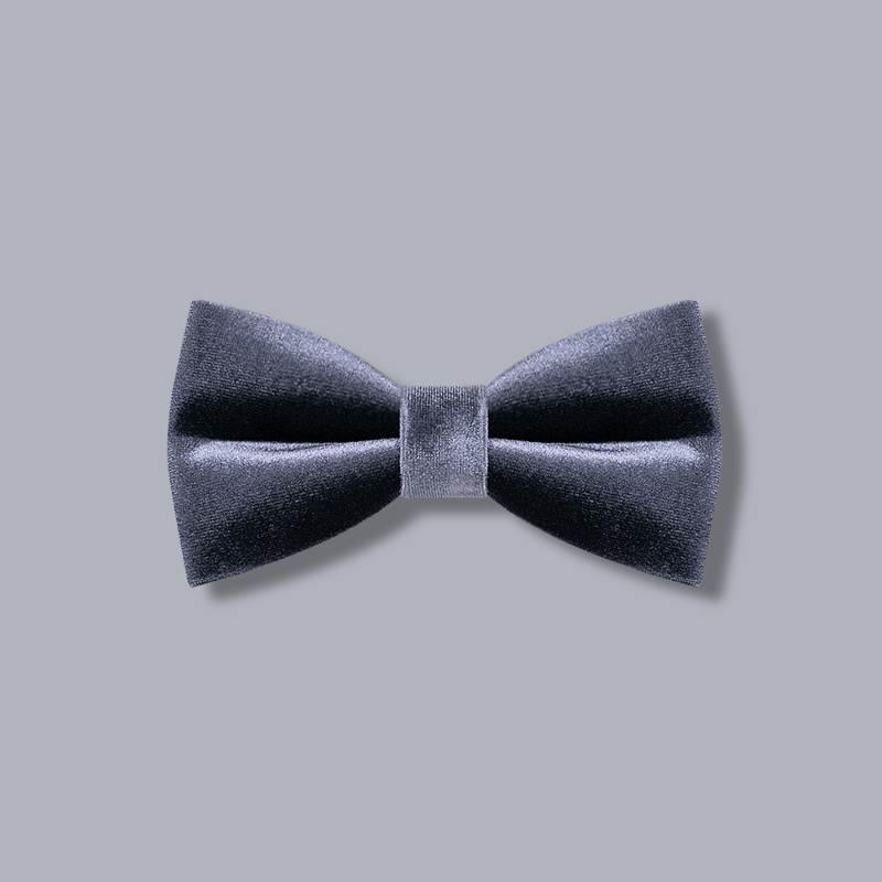 Pajarita de terciopelo de color liso gris noche para hombre