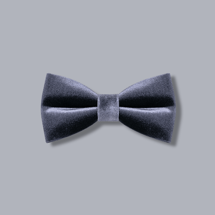 Pajarita de terciopelo de color liso gris noche para hombre