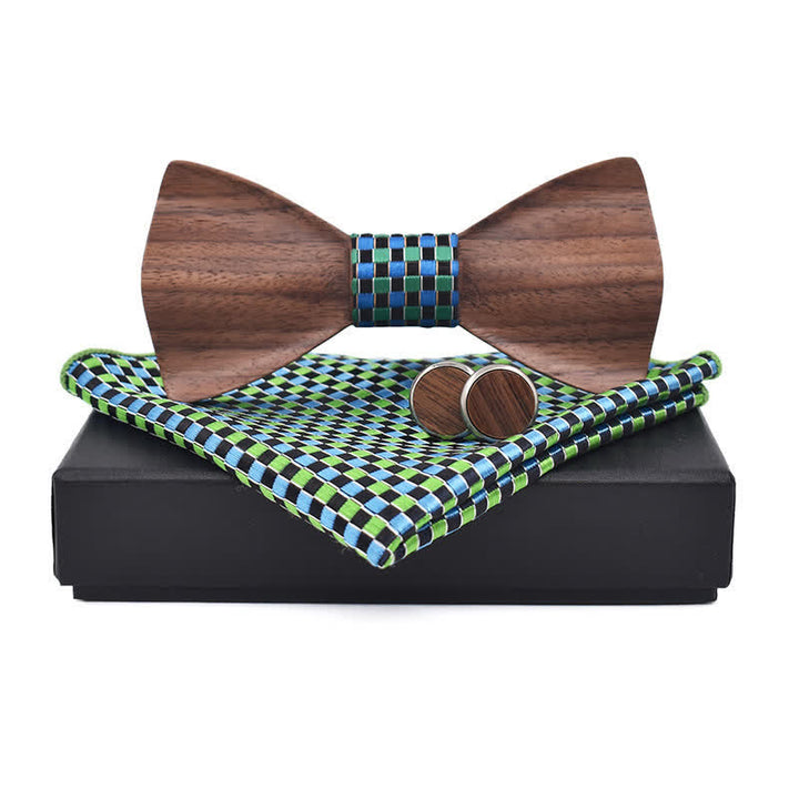 Juego de 3 pajaritas de madera de nogal negro para hombre