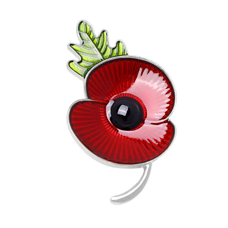 Broche unisex con forma de hoja de amapola roja