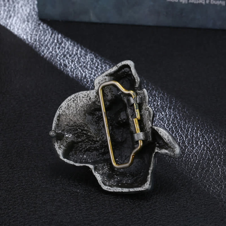 Cinturón de cuero con hebilla de sombrero y cabeza de calavera para hombre, hecho a mano