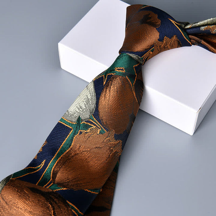 Elegante corbata con estampado floral y tulipanes para hombre de Navy & Peru