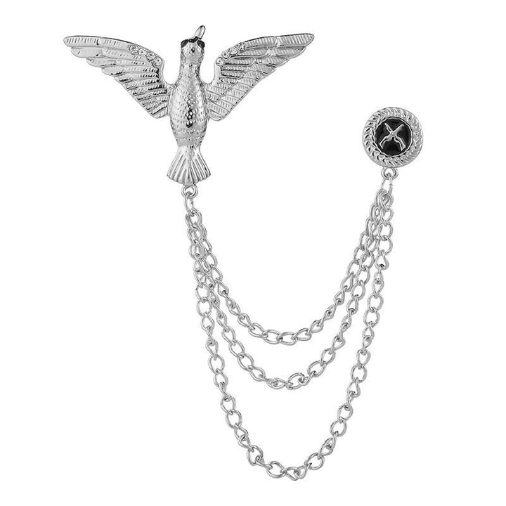 Broche de cadena con pájaro de la victoria para hombre