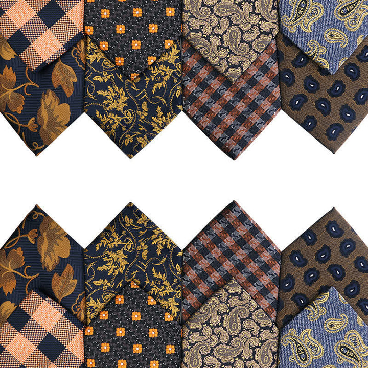 Corbata con estampado floral de cachemira de la serie naranja y dorada para hombre