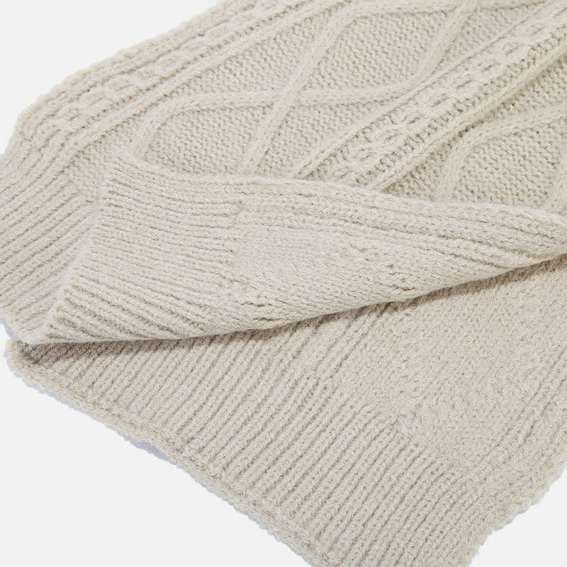Conjunto de 3 piezas de gorro, bufanda y manoplas sin dedos de punto con cable para mujer