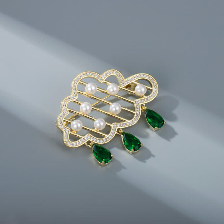 Broche de perlas con forma de nube lluviosa para mujer