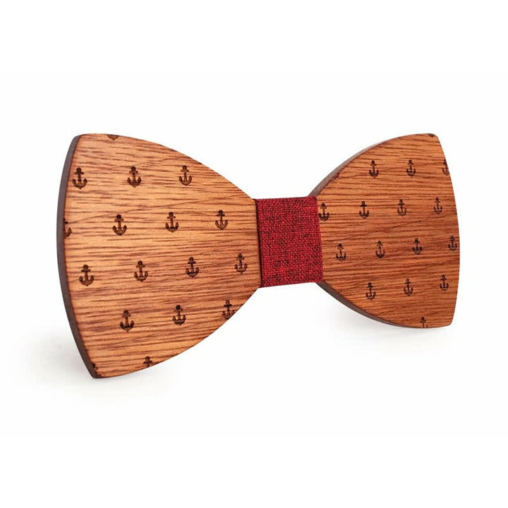 Pajarita de madera con ancla de barco náutico para hombre