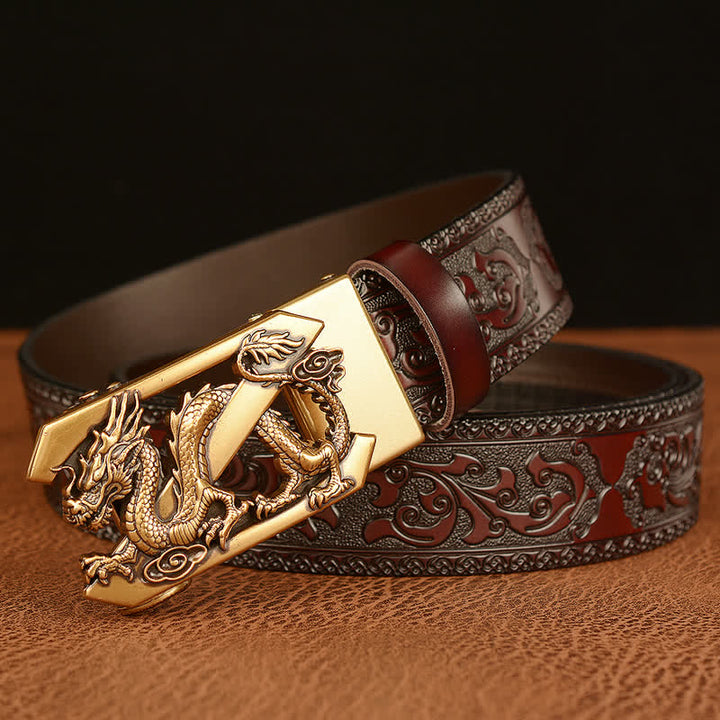 Cinturón de cuero con la letra Z del dragón retro en relieve para hombre