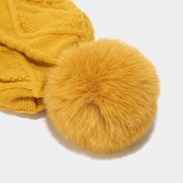 Conjunto de 3 gorros, bufandas y guantes con pompones de diamantes para mujer