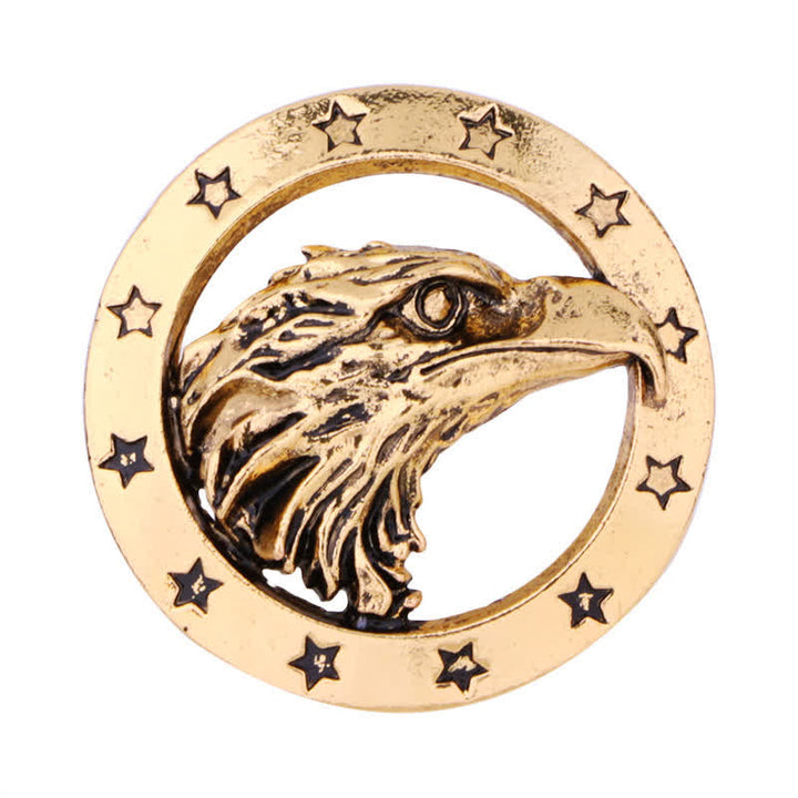 Broche de cabeza de halcón circular para hombre