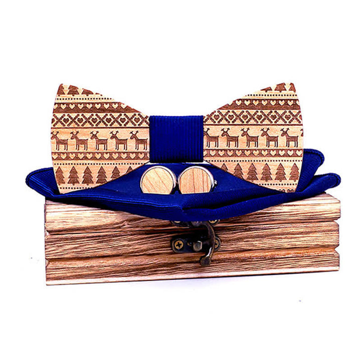 Juego de 3 pajaritas de madera con diseño navideño para hombre