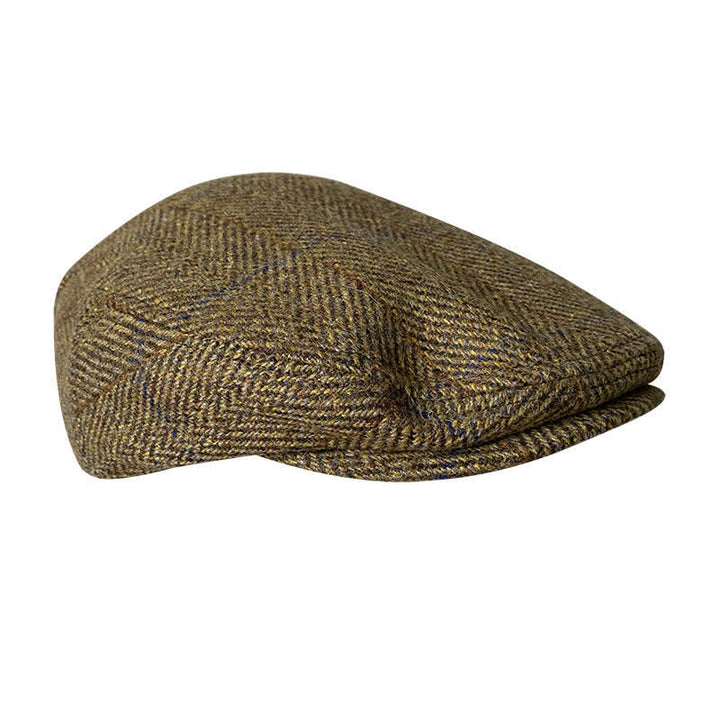 Boina plana de tweed con cuadros en espiga