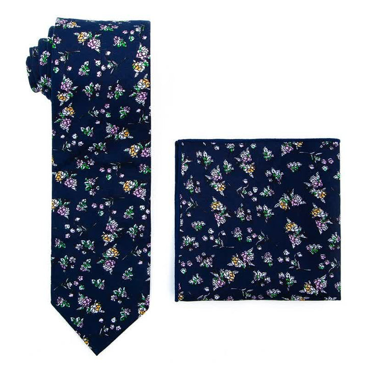 Conjunto de 2 corbatas con motivos florales y arte literario para hombre