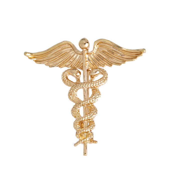 Broche de serpiente doble con caduceo para hombre