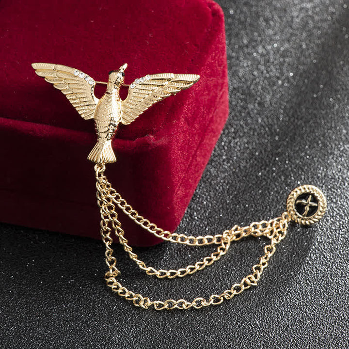 Broche de cadena con pájaro de la victoria para hombre