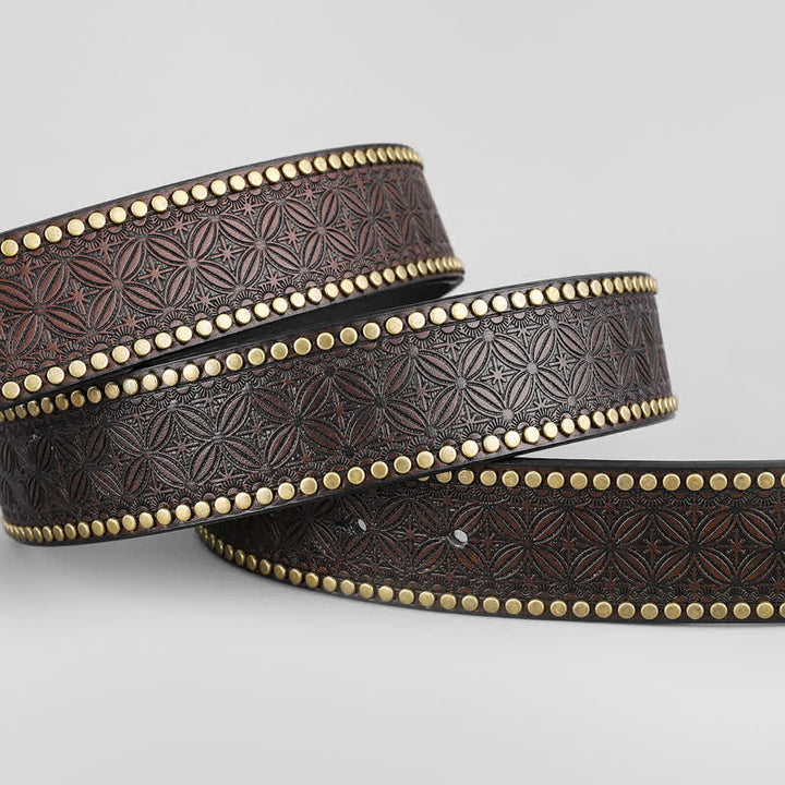 Botas de bronce para hombre con hebilla ovalada y cinturón de cuero