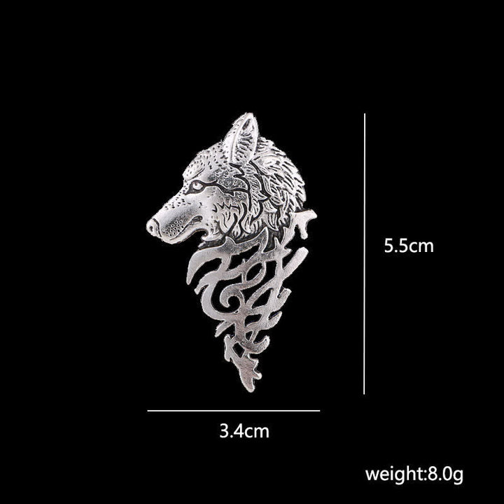 Broche glamoroso con cabeza de lobo hueca para hombre