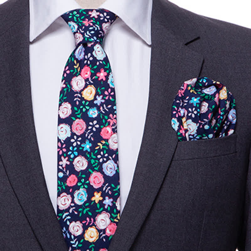 Conjunto de 2 corbatas con estampado floral de margaritas y rosas para hombre